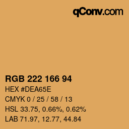 Color code: RGB 222 166 94 | qconv.com