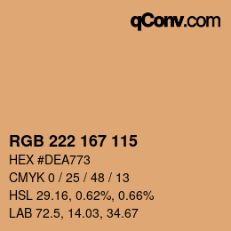カラーコード: RGB 222 167 115 | qconv.com