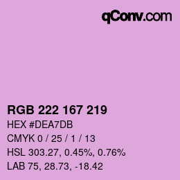 Farbcode: RGB 222 167 219 | qconv.com