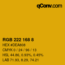 Color code: RGB 222 168 8 | qconv.com