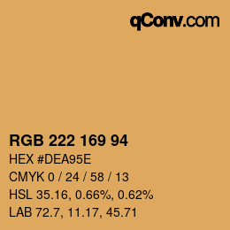 Color code: RGB 222 169 94 | qconv.com