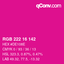 Color code: RGB 222 16 142 | qconv.com