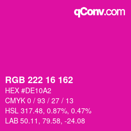 Color code: RGB 222 16 162 | qconv.com