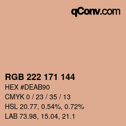 カラーコード: RGB 222 171 144 | qconv.com