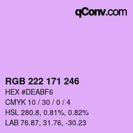 Color code: RGB 222 171 246 | qconv.com