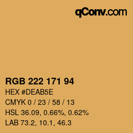 Code couleur: RGB 222 171 94 | qconv.com