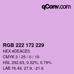 Color code: RGB 222 172 229 | qconv.com