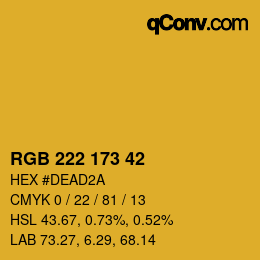 カラーコード: RGB 222 173 42 | qconv.com