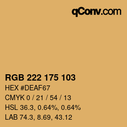 Color code: RGB 222 175 103 | qconv.com