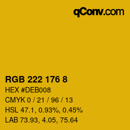 Color code: RGB 222 176 8 | qconv.com