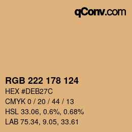 Color code: RGB 222 178 124 | qconv.com