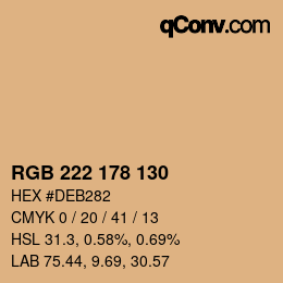 Color code: RGB 222 178 130 | qconv.com