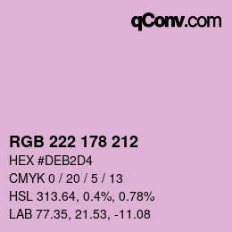 Color code: RGB 222 178 212 | qconv.com