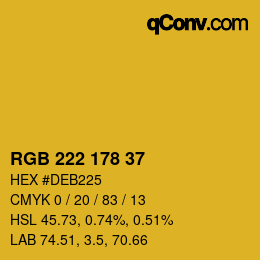 Color code: RGB 222 178 37 | qconv.com