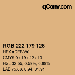 カラーコード: RGB 222 179 128 | qconv.com