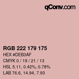 颜色代码: RGB 222 179 175 | qconv.com