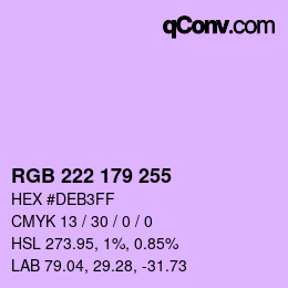 Color code: RGB 222 179 255 | qconv.com