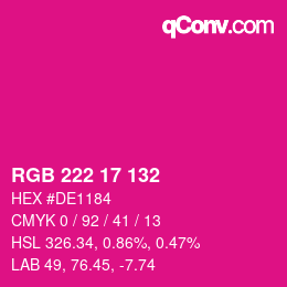 カラーコード: RGB 222 17 132 | qconv.com