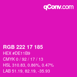 Color code: RGB 222 17 185 | qconv.com