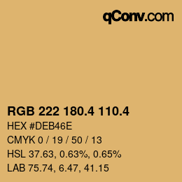 カラーコード: RGB 222 180.4 110.4 | qconv.com