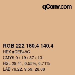 カラーコード: RGB 222 180.4 140.4 | qconv.com