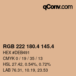 カラーコード: RGB 222 180.4 145.4 | qconv.com