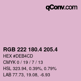 カラーコード: RGB 222 180.4 205.4 | qconv.com