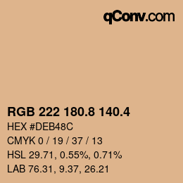 カラーコード: RGB 222 180.8 140.4 | qconv.com