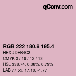 カラーコード: RGB 222 180.8 195.4 | qconv.com