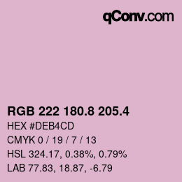 カラーコード: RGB 222 180.8 205.4 | qconv.com