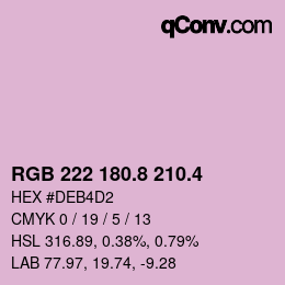 カラーコード: RGB 222 180.8 210.4 | qconv.com