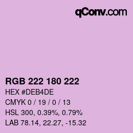 Color code: RGB 222 180 222 | qconv.com