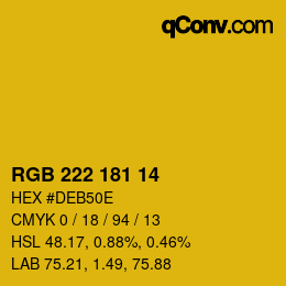 Color code: RGB 222 181 14 | qconv.com