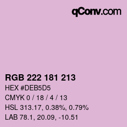 Color code: RGB 222 181 213 | qconv.com