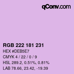 Color code: RGB 222 181 231 | qconv.com