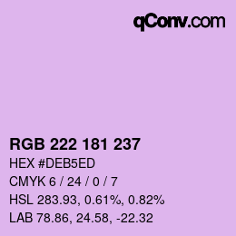 Color code: RGB 222 181 237 | qconv.com