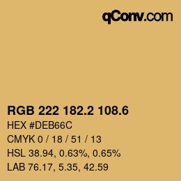 カラーコード: RGB 222 182.2 108.6 | qconv.com