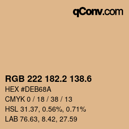 カラーコード: RGB 222 182.2 138.6 | qconv.com