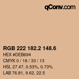 カラーコード: RGB 222 182.2 148.6 | qconv.com