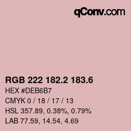 カラーコード: RGB 222 182.2 183.6 | qconv.com