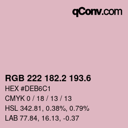 カラーコード: RGB 222 182.2 193.6 | qconv.com