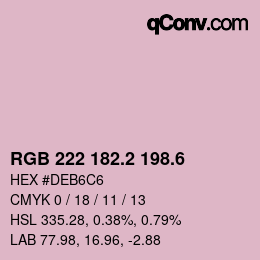 カラーコード: RGB 222 182.2 198.6 | qconv.com