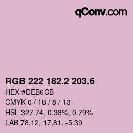 カラーコード: RGB 222 182.2 203.6 | qconv.com