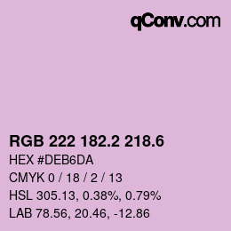 カラーコード: RGB 222 182.2 218.6 | qconv.com