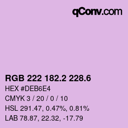 カラーコード: RGB 222 182.2 228.6 | qconv.com