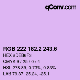 カラーコード: RGB 222 182.2 243.6 | qconv.com