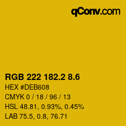 カラーコード: RGB 222 182.2 8.6 | qconv.com