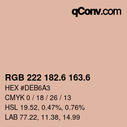 カラーコード: RGB 222 182.6 163.6 | qconv.com