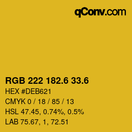 カラーコード: RGB 222 182.6 33.6 | qconv.com