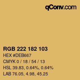 Color code: RGB 222 182 103 | qconv.com